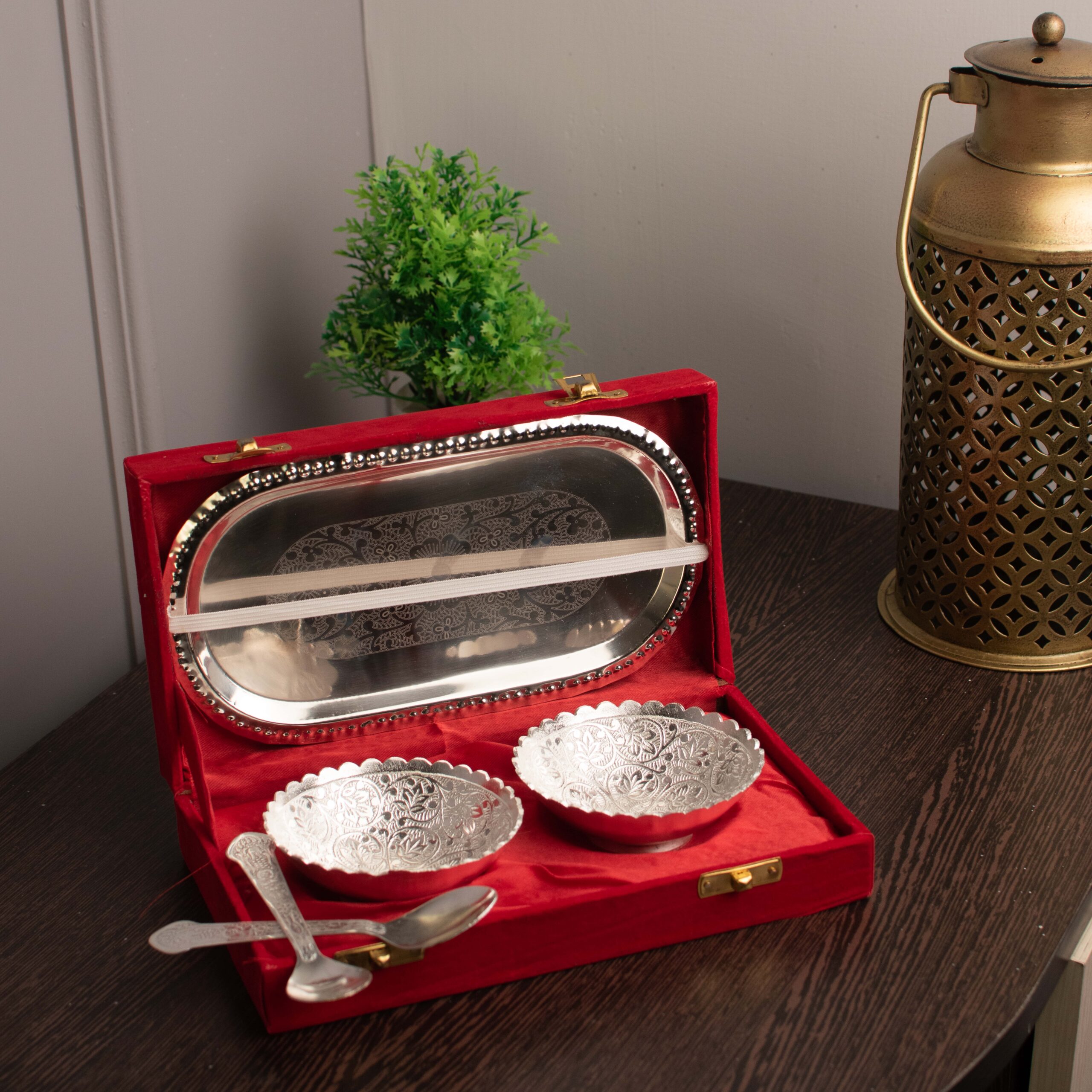 Silver Two Bowl Set Brass