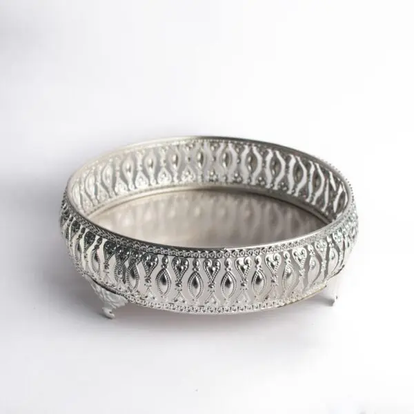 Ornate Silver Round Tray - Image 3