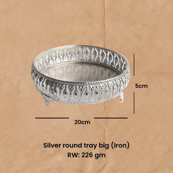 Ornate Silver Round Tray - Image 4