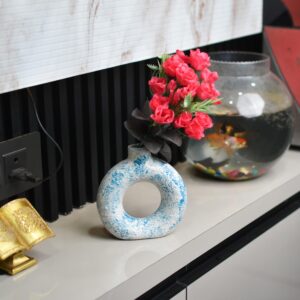 Blue Donut Shape Vase